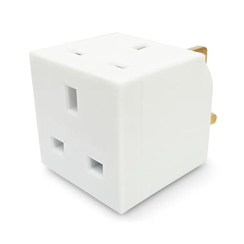 Image of STATUS 2 Way UK Plug Adapter, Twin 13A 250V Converter Block for Single Wall Socket, White (2WAB112)