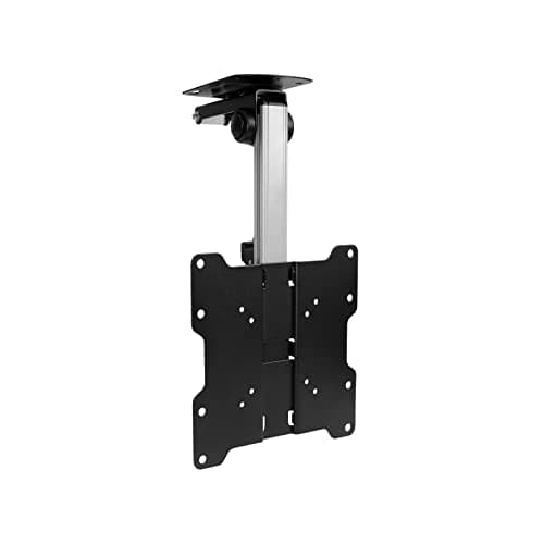 Image of Flip Down TV and Monitor Mount - Ceiling Kitchen Overhead and Under Cabinet Mount, Height Adjustable TV Mount, 0-90° Flip Down TV/Monitor Bracket, Fits Flat Screens (17in)