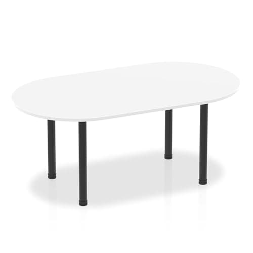 Image of OPO Impulse Freestanding 1800/2400mm Rectangular Boardroom Table Attractive Post Legs | Sturdy Build Weather & Heat Resistant Melamine Finish Table White Black 1800