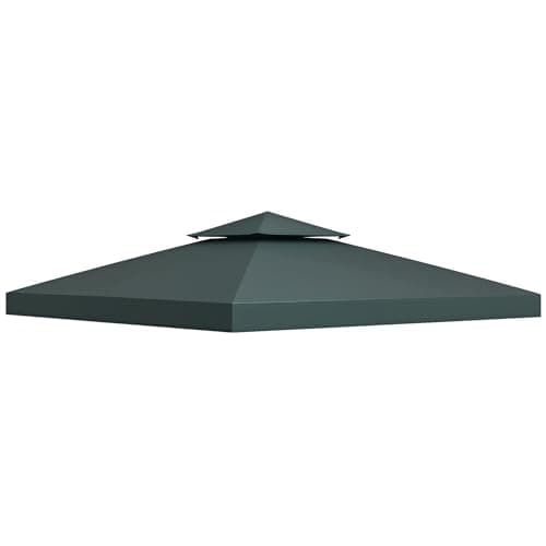 Image of Outsunny 3 x 3(m) Gazebo Canopy Replacement Cover 2-Tier Roof Top Spare Part Charcoal Grey (TOP COVER ONLY)
