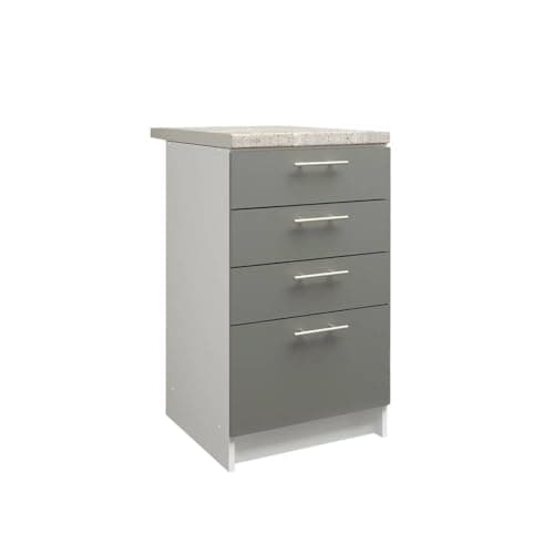 Image of JD Greta Fixed Height 500mm Kitchen Drawer Base Cabinet Floor Unit with 38mm Worktop – Grey Matt