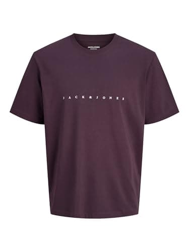 Image of JACK & JONES Mens Jjestar Jj Tee Ss Noos Pls, Plum Perfect, 3XL UK