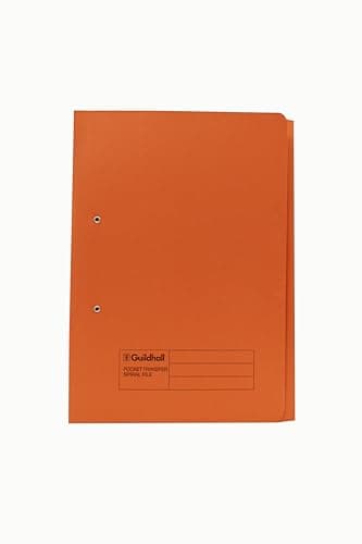 Image of Exacompta - Ref 211/9063Z - Guildhall - Pocket Spiral File, 325 x 357mm, 315gsm Heavyweight Manilla, A4 & Foolscap, Right Hand Pocket, Blue Angel Certified - Orange, Pack of 25