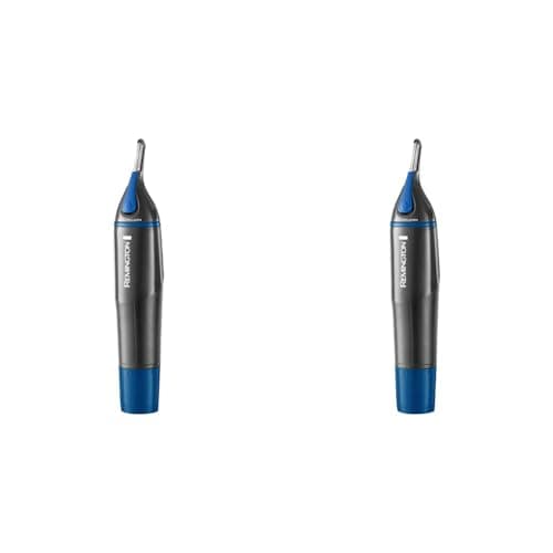 Image of Remington Mens Battery Operated Nose, Ear and Eyebrow Hair Trimmer, Showerproof - NE3850, Silver (Pack of 2)