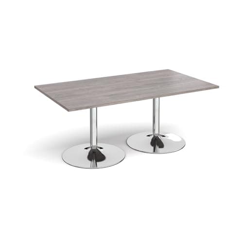 Image of Mr Office Trumpet base rectangular boardroom table - chrome frame, Grey oak, 1800