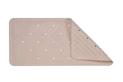 Image of Croydex Pink Bath Mat Non Slip Anti Mould for Inside Bath - Natural Rubber, Machine Washable, Anti-Bacterial, Ivory, 34 x 74cm