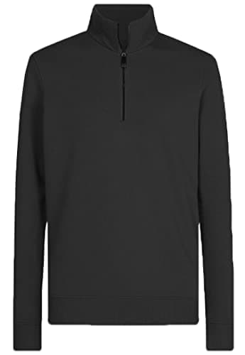 Image of Hann Brooks Mens Long Sleeve Heavy Cotton Inner Fleece Half Zip Sweatshirt Sweater Top (Black, XL)