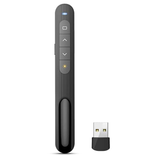 Image of Wireless Presenter Remote Presentation Pointer Clicker with Hyperlink Volume Remote Control, Powerpoint Board Slide Advancer Presentation Clicker for Mac/Laptop(NO Battery)