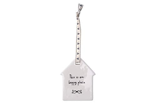 Image of CGB Giftware | Hanging House Ornament | Sign Plaque | Ceramic | 'This Is Our Happy Place' | New Home GB01450K