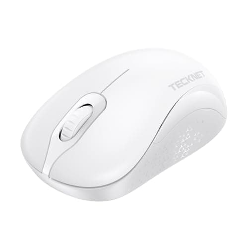 Image of TECKNET Wireless Mouse, 2.4GHz with USB Receiver, 1600 DPI Optical Computer Mouse with 3 Adjustable Levels, 12-Months Battery Life, Ambidextrous & Silent, Compatible with Laptop, PC, Mac - White