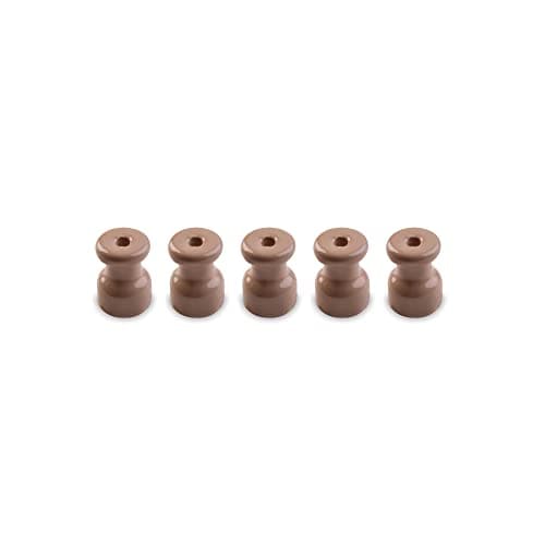Image of Amarcords - Cable clamp with screws and plugs. 5 vintage colored porcelain insulators for color wall braid cable installations TAUPE