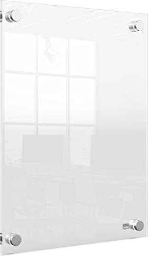 Image of Nobo A4 Acrylic Wall Mounted Poster Frame, Frameless, Through Corner Fixing, Portrait/Landscape, Premium Plus, Clear, 1915591