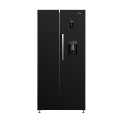Image of HYE American Fridge Freezer - Side By Side American Style Fridge Freezer With Water Dispenser, No Frost, 444L Freestanding Design, Low Noise (39dB), Sleek Black Finish - RF01AMWD460B03