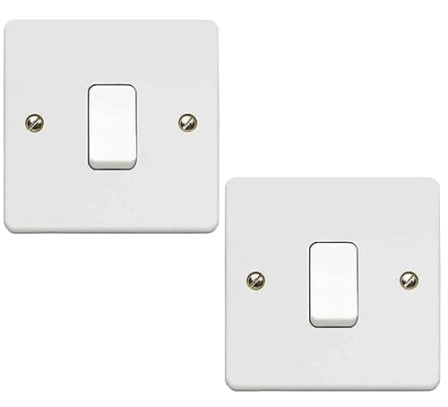 Image of 1 Gang 2 Way Light Switch - White Electrical Curved Edge Light Switches with Screws - 250 V A.C, 10AX Single Wall Switch for Home, Office, Industries, Shedes, garages etc (2)