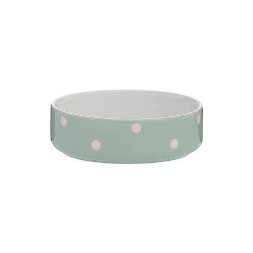 Image of Mason Cash Polka Dot Sage Green Pet Bowl 13cm | 300ml Capacity | Stoneware Cat & Small Dog Bowl | Durable, Dishwasher & Freezer Safe | Textured Dot Design