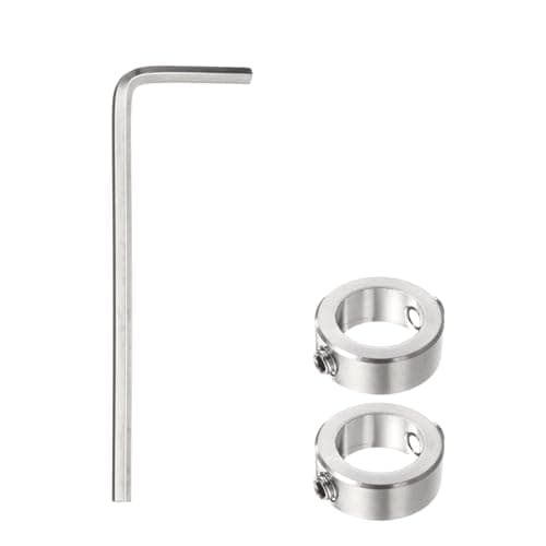 Image of sourcing map 2pcs 16mm Drill Stop Collar Set Depth Stop, Adjustable Stainless Steel Drilling Limit Ring, Anodizing Surface Dowel Shaft Chuck Positioner with Hex Wrench, Silver