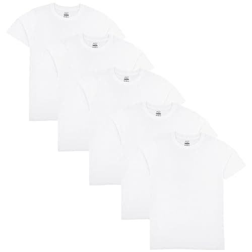 Image of A2Z 4 Kids Pack of 5 Kids Girls Boys Plain T Shirt Soft Feel - T Shirt PL White 5 Pack 11-12