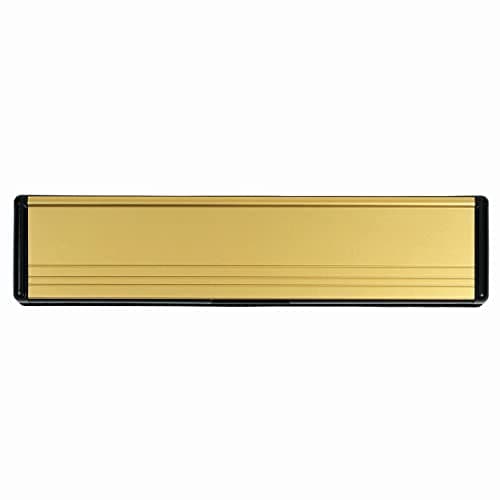 Image of Keypak 12" (30.6cm) Sleeved Letter Box – Anti-Snap Flap & Draught Excluder for 20–40mm uPVC, Composite & Timber Doors (Black/Etched Gold)