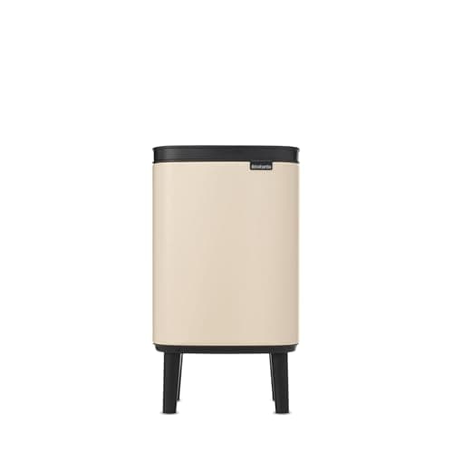 Image of Brabantia Bo Waste Bin Hi 7L with Soft Close Lid, Removable Inner Bucket, and Transport Grip – Ideal Bathroom Bin, Bedroom, and Home Office – Soft Beige