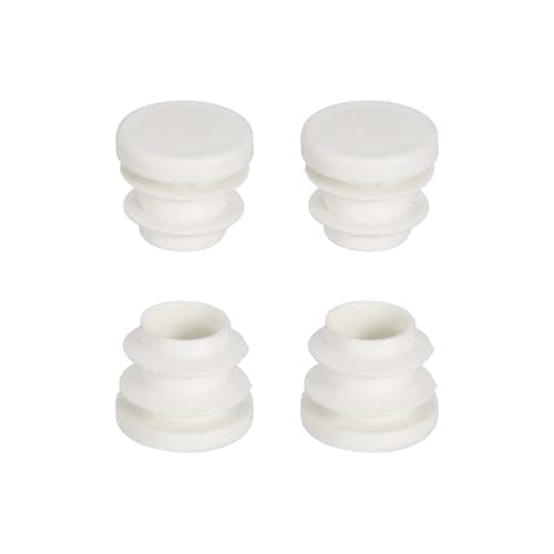 Image of sourcing map 5/8"(16mm) Round Plastic Plug, 4 Pcs White Pipe Tubing End Cap Plastic Plug Cap Insert Glide Insert for Metal Tubing Fence Table Chairs Furniture
