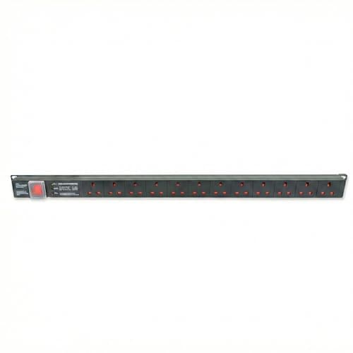 Image of Dynamode 12 Gang Vertical 13a Switched Power Bar 32AMP Distribution Unit (PDU) Multi Plug Power Strip Electric Charging Station. Made Of Aluminum Alloy With Plug Rackmount and Surge Protector, 2M