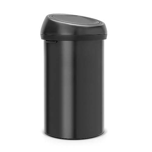 Image of Brabantia 60 Litre Large Kitchen Touch Bin Removable Lid, Soft-Touch Open, Easy Clean Rubbish Food Waste Bin, Matt Black, 60 L