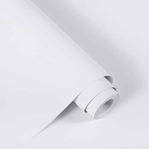 Image of Alened Sticky Back Plastic White Vinyl Wrap Matt 30x200cm Self Adhesive Wallpaper Peel and Stick Waterproof Removable for Kitchen Cupboard Furniture Walls DIY