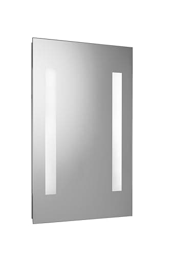 Image of Croydex Malham Bathroom Mirror with LED Lights -Wall Mounted, Battery Operated (Requires 8 x AA Batteries), All Fixings Included (30x45cm)