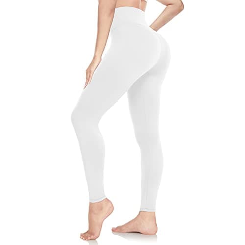 Image of ACTINPUT White Leggings for Women Soft High Waisted Tummy Control Leggings Sports Workout Gym Running Yoga Pants(White,S-M)