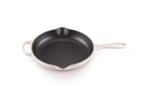 Image of LE CREUSET Signature Enamelled Cast Iron Skillet Frying Pan with Helper Handle and Two Pouring Lips, 23 cm, Shell Pink, 20182237770422
