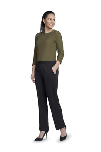 Image of PINNS IRIS Essential Back Elasticated Waist Stretch Trouser (UK, Numeric, 12, Regular, Regular, Black)