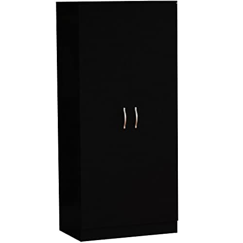 Image of Vida Designs Riano 2 Door Wardrobe | Black | Bedroom Furniture | 170H x 76W x 53D cm | with Shelf & Hanging Rail | Large Capacity Storage