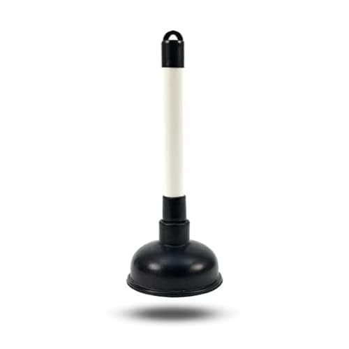 Image of Sink Plunger, Kitchen Sink Unblocker, Toilet, Shower, Floor, Drain and Pipe Cleaner Powerful 225mm (9 inch) Handle and 100mm (4 inch) Heavy Duty Rubber Cup Tool Black/White