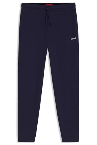 Image of HUGO Mens Austin Pants Cotton-Blend Pyjama Bottoms with Embroidered Logo