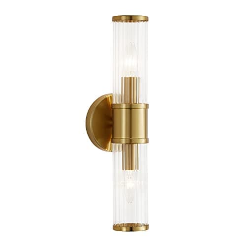 Image of Epinl Vintage Wall Sconces Lighting, 2-Lights Wall Sconce Rustic Wall Light Fixture Indoor Gold Wall Lamp with Glass Lampshade and E14 Bulb Socket , Wall-Mounted Lamps for Bathroom Bedside Porch.