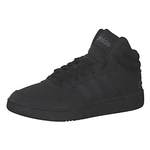 Image of adidas Men's Hoops 3 Mid Lifestyle Basketball Mid Classic Shoes, Core Black/Core Black/Grey Six, 10 UK