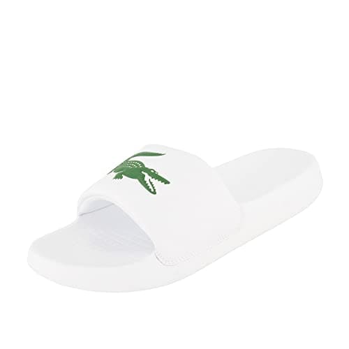 Image of Lacoste Men's Croco 1.0 Slide Slide Sandal, White and Green, 39 EU