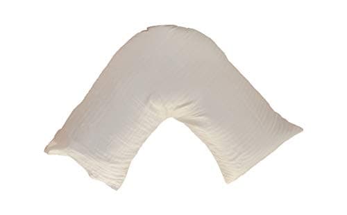 Image of ARLINENS Luxury 100% Egyptian Cotton V Shaped Pillowcase Satin Stripe 300 Thread Count for Orthopaedic/Pregnancy/Nursing (White)