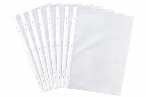 Image of 1ABOVE Premium 60 Micron 100-Pack A4 Punched Plastic Wallets – Crystal Clear Glass Finish, Durable Poly Pockets Perfect for Organizing Paper, Documents, and Files