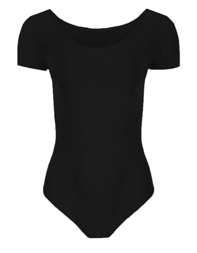Image of Hamishkane Girls Short Sleeve Bodysuit Dance Ballet Leotard Kids Plain Stretchy Microfibre Leotards Top