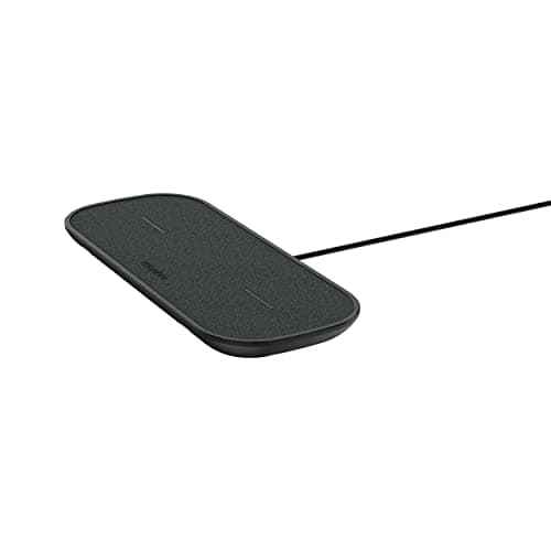 Image of Mophie Dual Qi Wireless Charging Pad 10W (Fabric) with UK Plug Adaptor - Grey/Black - 409903634