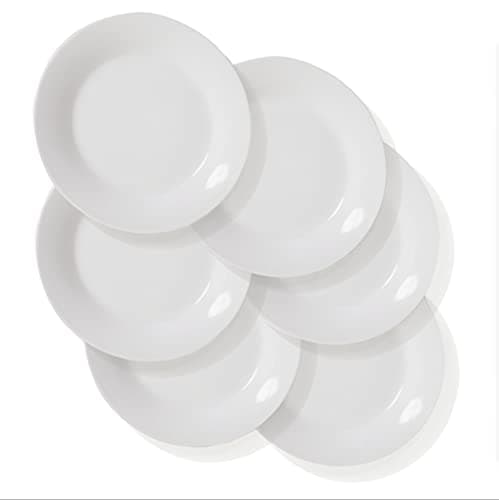 Image of SOUSWEE Dinner Plates Sets of 6 for Salad and Desserts, White Round Flat Plates for Party Home Kitchen and Restaurant (7.5inch)