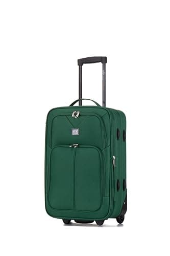 Image of ATX Luggage 55x35x20cm Cabin Suitcase Super Lightweight Small Suitcase Approved for 100+ Airlines Including EasyJet, Ryanair, British Airways & Virgin Atlantic (Green, 48 Liter)