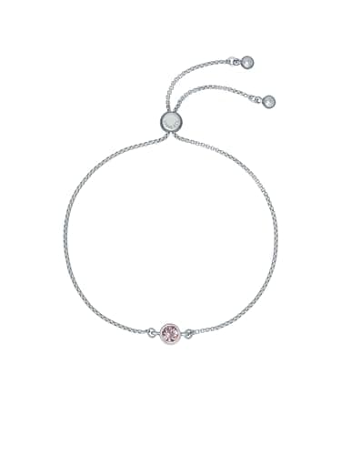 Image of Ted Baker Sarsa Crystal Drawstring Bracelet (Silver Tone/Vintage Rose Crystal)