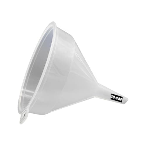 Image of ANGIX 18cm White Plastic Funnel for Filling Bottles or Containers, Transparent Funnels with Holder for Home & Kitchen, Arts & Crafts Supplies, Garage, Labs - Oil, Liquids & Dry Ingredients