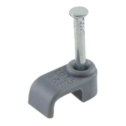 Image of GTSE Flat Grey 1.5 mm Cable Clips, Box of 100, Skirting Wire Nail Clips, Cable Tacks for Ethernet, Electrical Cables, Walls