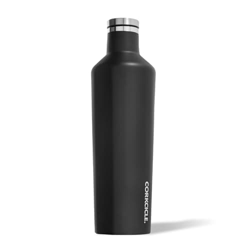 Image of Corkcicle Canteen - Water bottle & Thermos Flask, Triple Insulated, Leak-proof, Stainless Steel (Matte Black, 25oz/750ml)