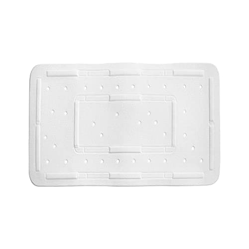Image of Blue Canyon Nonslip Cushioned Softee Cushion Walk-in Shower Mats, Quick Dry Bathmat for Shower with Drain Holes, Mould Resistant Bathroom Accessory, Durable Bath Rug Runner 50x90 cm – White