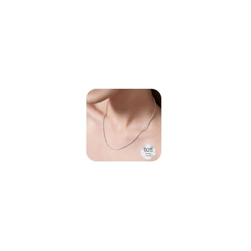Image of MOJOROUS 2mm Thin Twisted Rope Chain for Women 925 Sterling Silver Chain Necklace Fade-Proof Ladies Silver Twisted Rope Necklace Jewellery Gifts