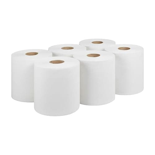 Image of Aspect Kitchen Roll 6 x Premium Quality 2-Ply White Centrefeed Paper Hand Towel Rolls, 400 Sheet Per Roll, Super Absorbent Kitchen Towel